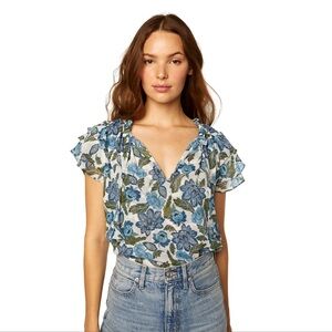 MISA Maria Floral Top In Flora Azulia